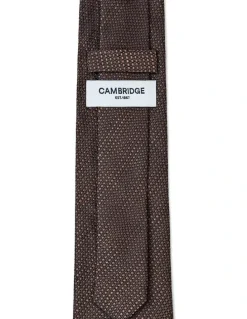 Cambridge Textured Stripe Silk Tie In Chocolate