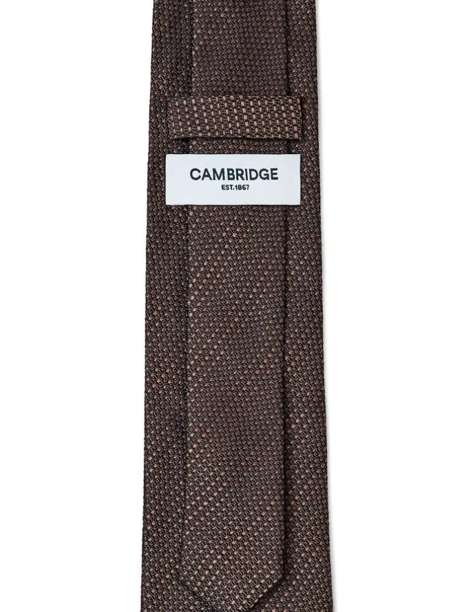 Cambridge Textured Stripe Silk Tie In Chocolate
