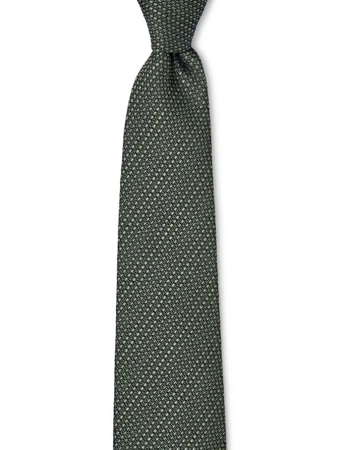 Cambridge Textured Stripe Silk Tie In Olive