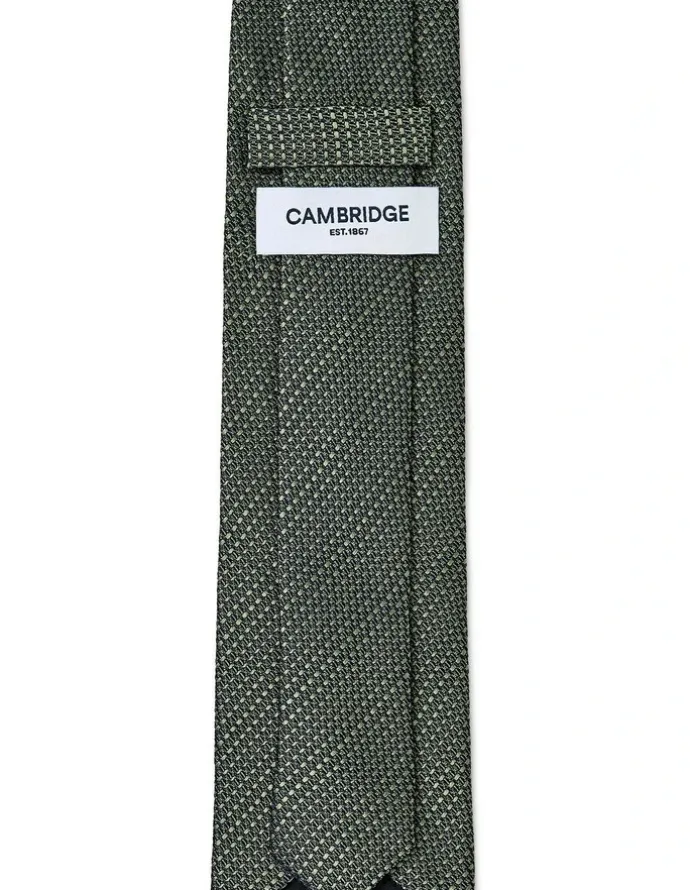Cambridge Textured Stripe Silk Tie In Olive