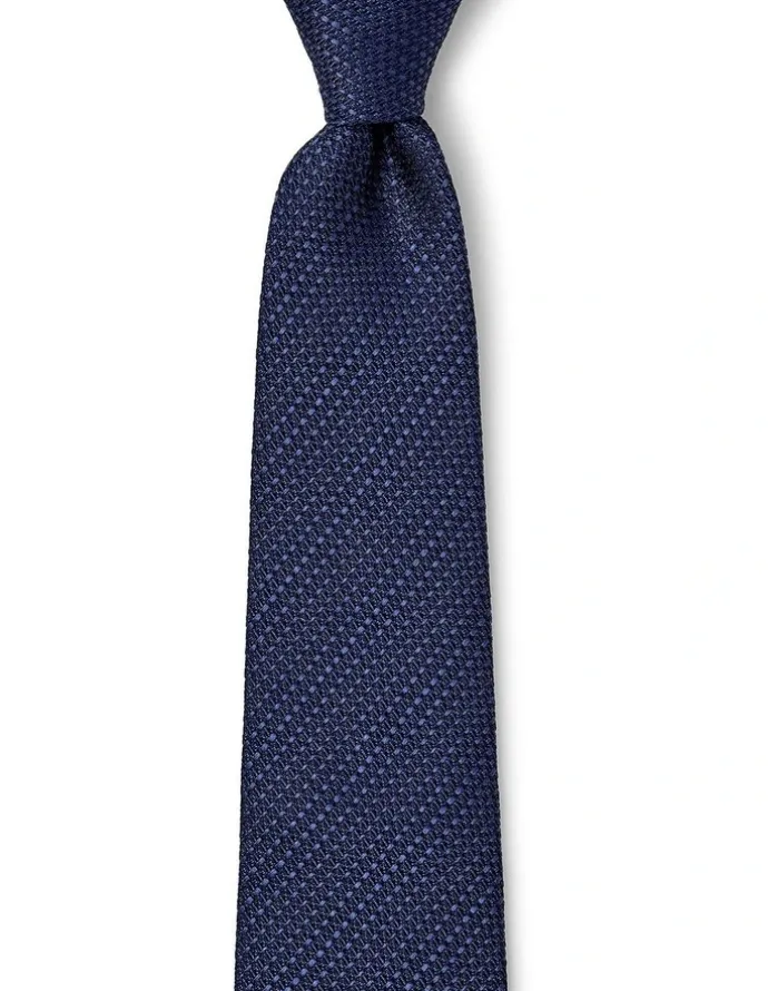 Cambridge Textured Stripe Silk Tie In Navy