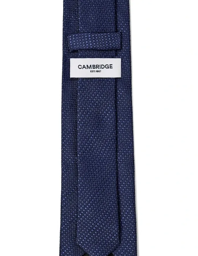 Cambridge Textured Stripe Silk Tie In Navy
