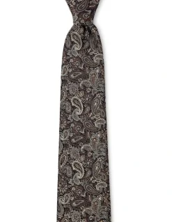 Cambridge Tonal Paisley Silk Tie In Chocolate