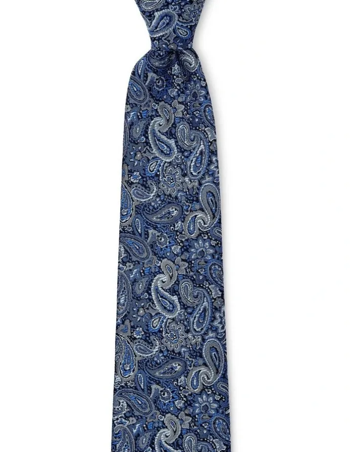 Cambridge Tonal Paisley Silk Tie In Blue