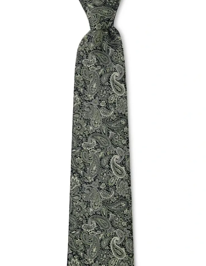Cambridge Tonal Paisley Silk Tie In Olive