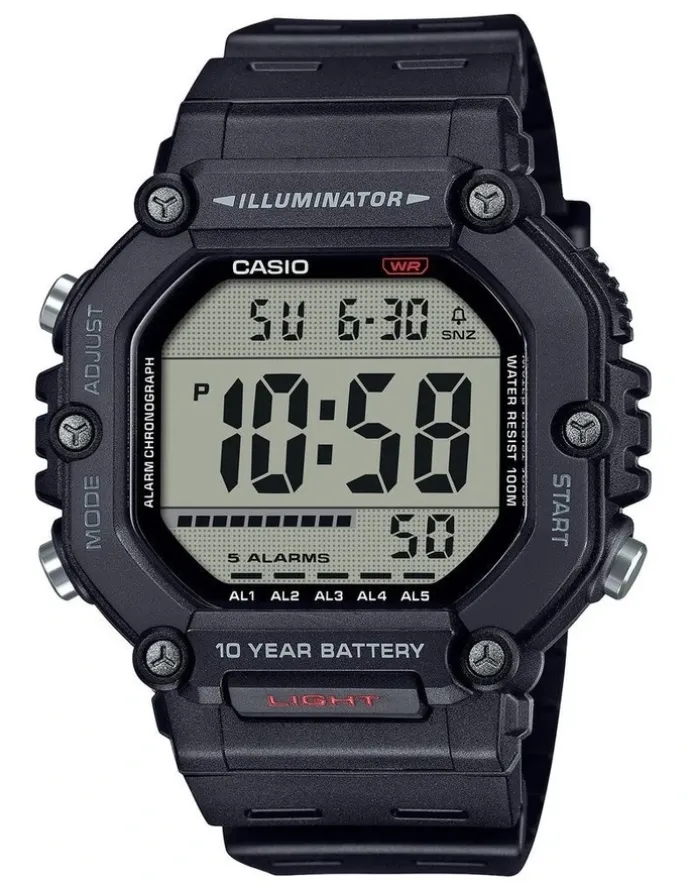CASIO Resin Digital AE1600H-1A Watch in Black
