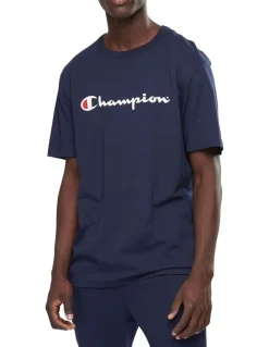 Champion Script Tee in Navy