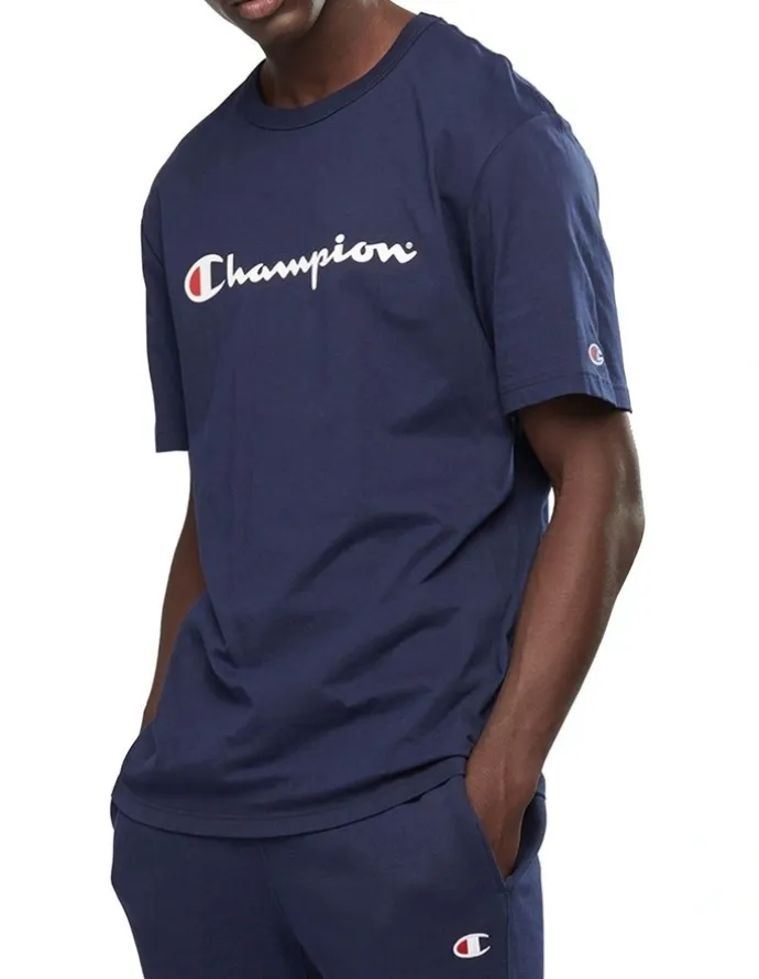 Champion Script Tee in Navy