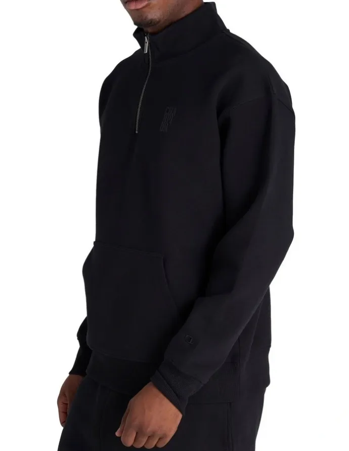 Champion Base Quarter Zip Sweat Top in Black
