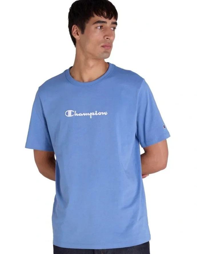 Champion Puff Script Tee in Blue