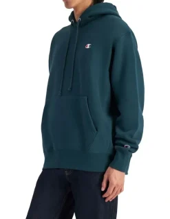 Champion Reverse Weave C Logo Hoodie in Emerald Allure