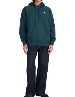 Champion Reverse Weave C Logo Hoodie in Emerald Allure