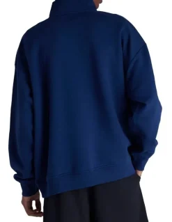 Champion Tonal Quarter Zip Crew Sweater in Midnight Vista Blue