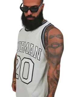 Clubman Relaxed fit Singlet in Driftwood White
