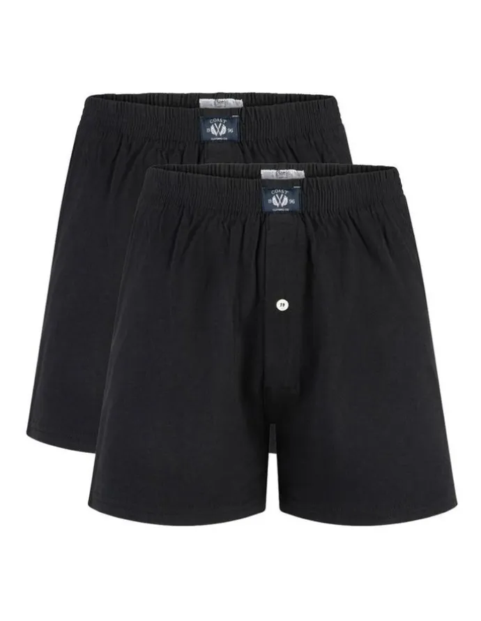 Coast Clothing Co Knit Boxers 2 Pack in Black