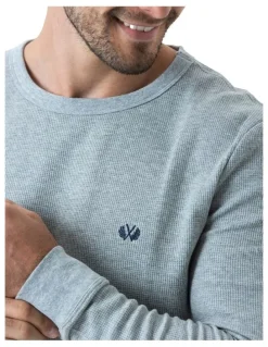 Coast Clothing Co Long Sleeve Waffle Top in Grey