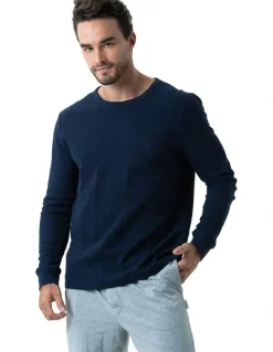 Coast Clothing Co Long Sleeve Waffle Top in Navy