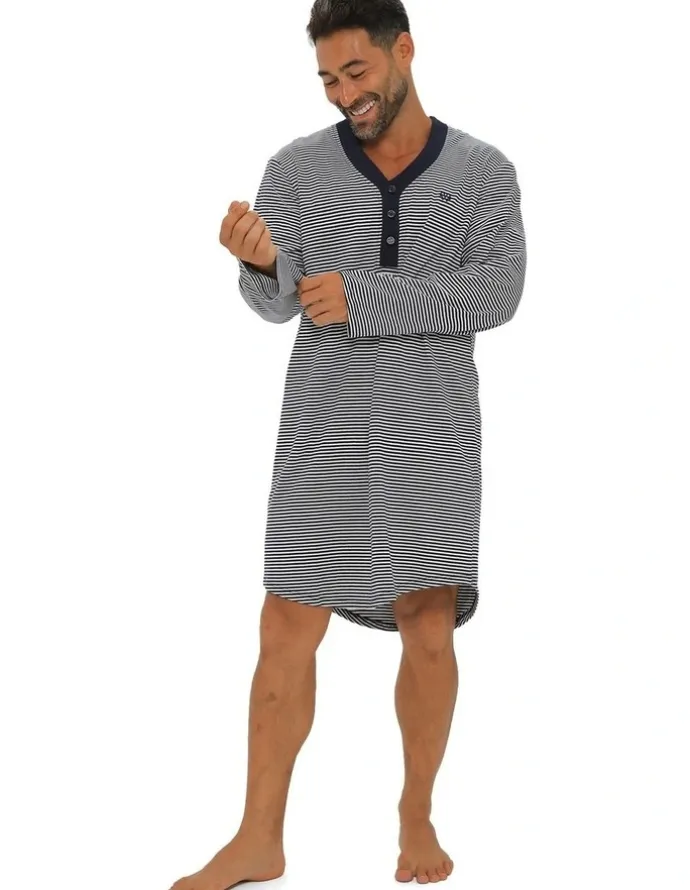 Coast Clothing Co Long Sleeve Stripe Nightshirt Pyjama in Grey