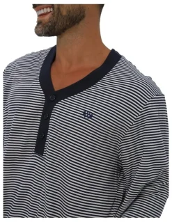 Coast Clothing Co Long Sleeve Stripe Nightshirt Pyjama in Grey