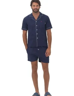 Coast Clothing Co Paris Mens Button Pyjama Set in Blue