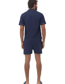 Coast Clothing Co Paris Mens Button Pyjama Set in Blue