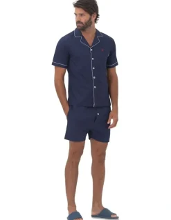 Coast Clothing Co Paris Mens Button Pyjama Set in Blue