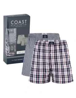 Coast Clothing Co Woven Boxers 2 Pack in Grey
