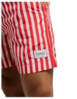 Coast Clothing Co Marseille Premium Swim Shorts in Red