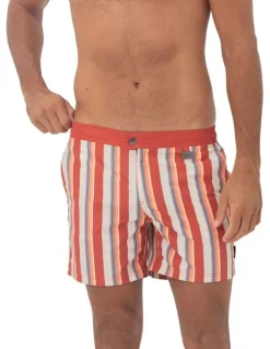 Coast Clothing Co Stripe Swim Shorts in Tabasco