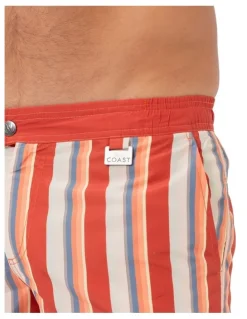 Coast Clothing Co Stripe Swim Shorts in Tabasco