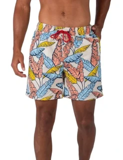 Coast Clothing Co Tropical Leaf Swim Shorts in Blue