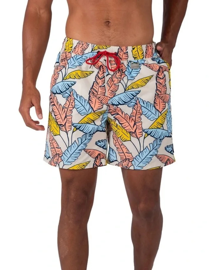 Coast Clothing Co Tropical Leaf Swim Shorts in Blue