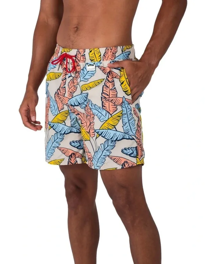 Coast Clothing Co Tropical Leaf Swim Shorts in Blue