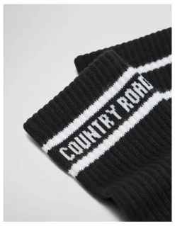 Country Road Australian Cotton Blend CR Sport Crew Sock in Black