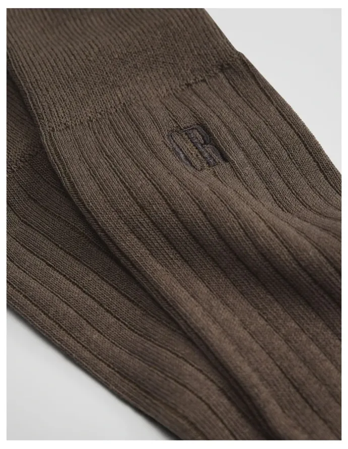 Country Road Australian Cotton Blend CR Rib Crew Sock in Mushroom