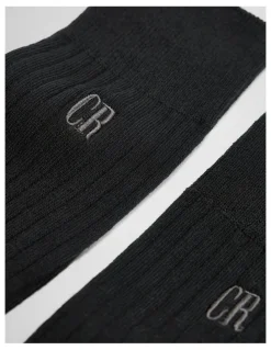 Country Road Australian Cotton Blend CR Rib Crew Sock in Black