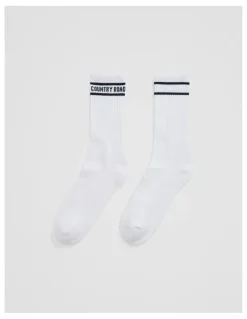 Country Road Australian Cotton Blend CR Sport Crew Sock in White