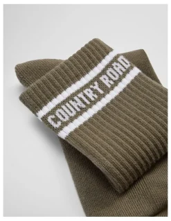 Country Road Australian Cotton Blend CR Sport Crew Sock in Moss Green