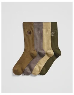 Country Road Cr Dad Sock Pack Of 4 in Green Multi
