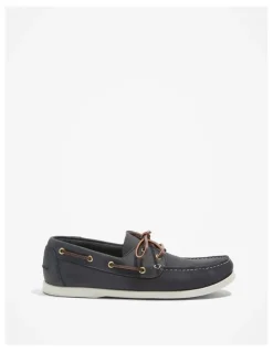 Country Road Flynn Nubuck Leather Boat Shoe in Navy