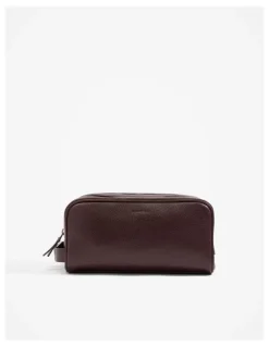 Country Road Large Leather Wash Bag in Chocolate