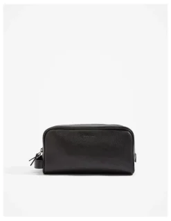 Country Road Large Leather Wash Bag in Black