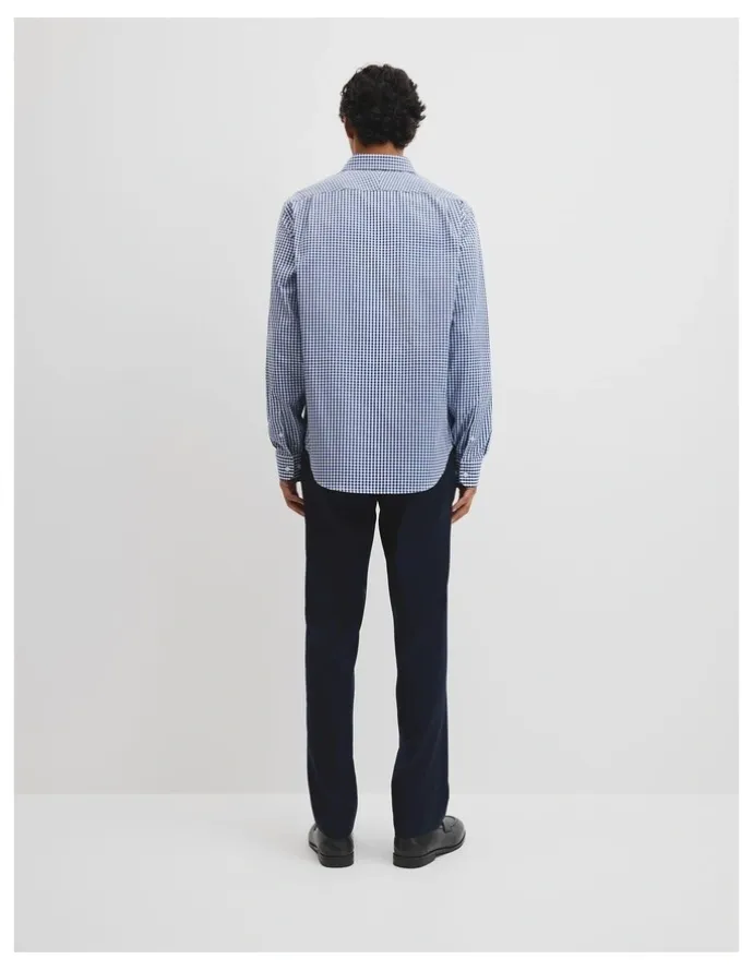 Country Road Regular Fit Gingham Travel Shirt in Navy