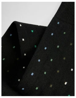 Country Road Rib Square Dot Sock in Black