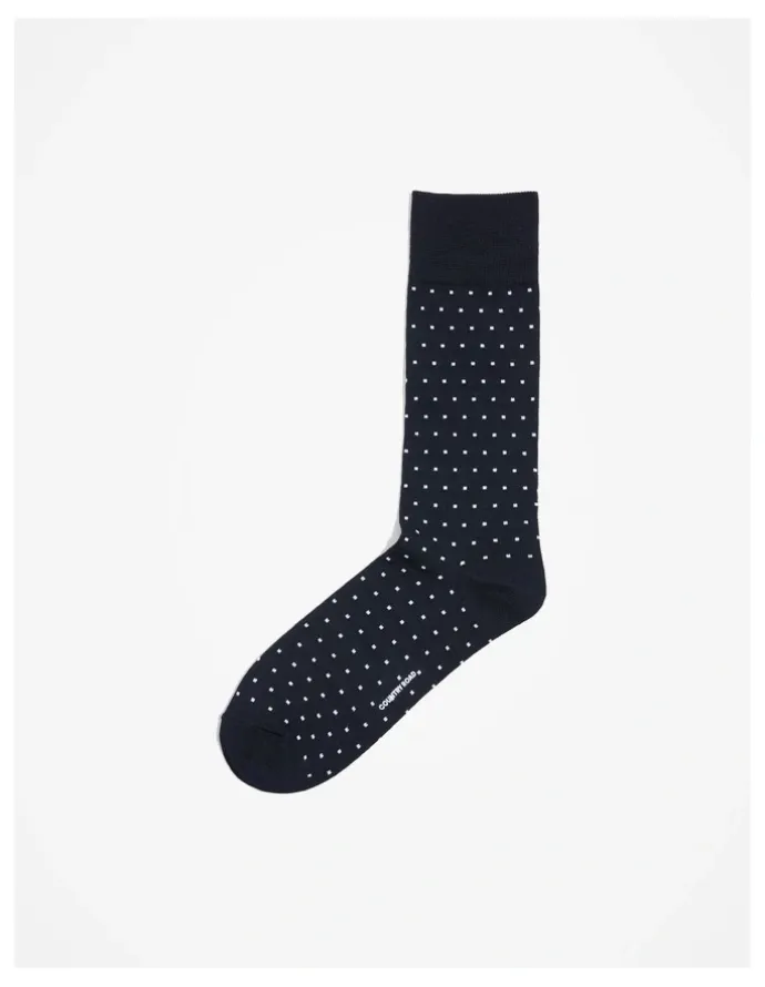 Country Road Square Dot Socks in Navy