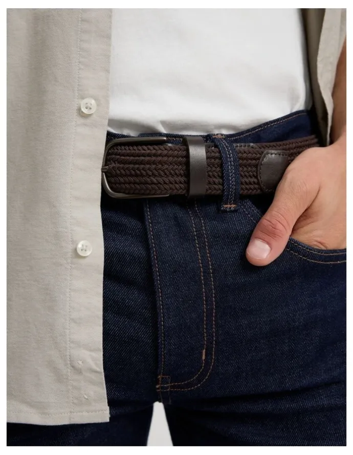 Country Road Stretch Woven Belt in Chocolate