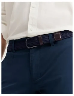 Country Road Stretch Woven Belt in Navy