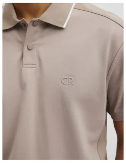 Country Road Athleisure Button Polo in Taupe