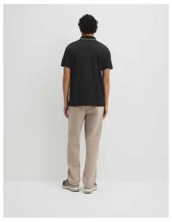 Country Road Athleisure Button Polo in Black
