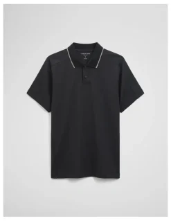 Country Road Athleisure Button Polo in Black